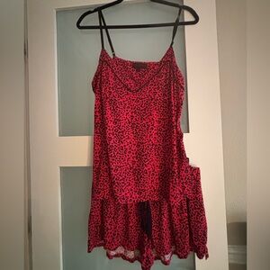PJ Salvage Red and Black Leopard Print Pajama Set M